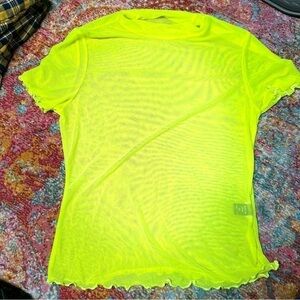 Sheer mesh Lime Green/Yellow top 0XL